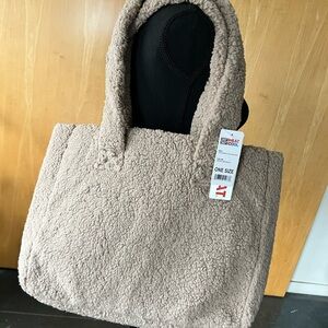 NWT Cozy Tan Sherpa Tote Bag